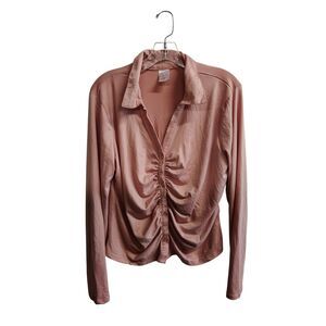 No Boundaries Women's Pink‎ XXL Long Sleeve Button-Up Blouse
